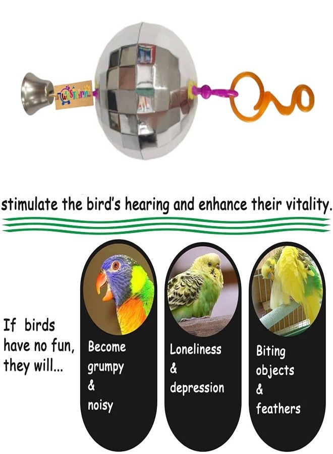 Western Era Bird Disco Ball Covered Shiny Mirrored Squares, Reflects Bright Lights. Attracts and stimulates Your Bird for Small and Medium Birds - Image 4